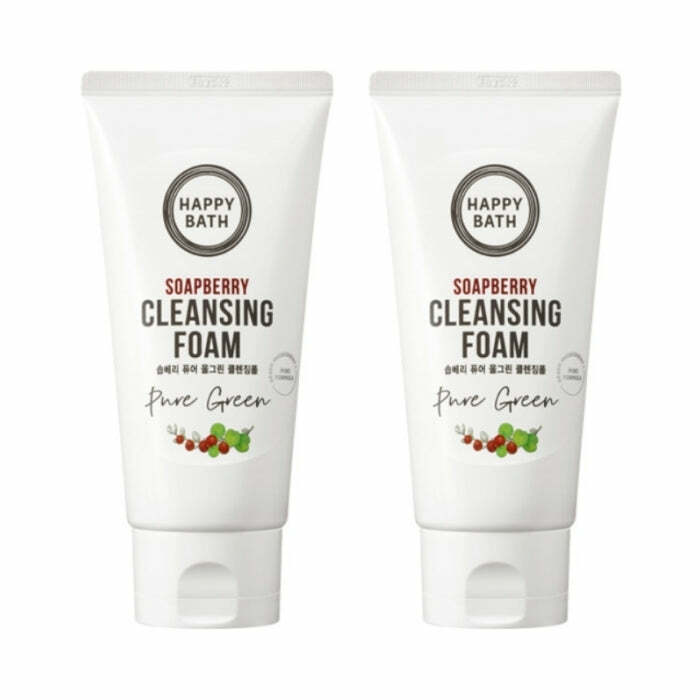 Happy Bath Soapberry Pure All Green Cleansing Foam 200ml*2Pcs FREE