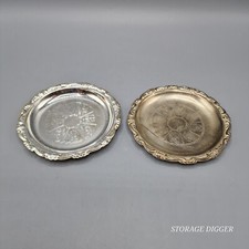 VTG Set of 2 Silver Plated Ep on Steel 4" Coasters/Trinket Dishes, Made in China