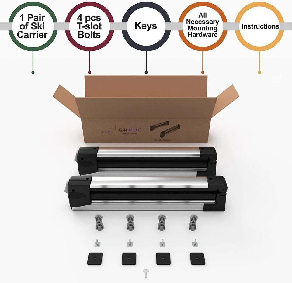 35-дюймовый универсальный лыжный стеллаж для автомобильных перекладин на крышу 6 пар лыж или 4 сноуборда - Изображение 2 из 4