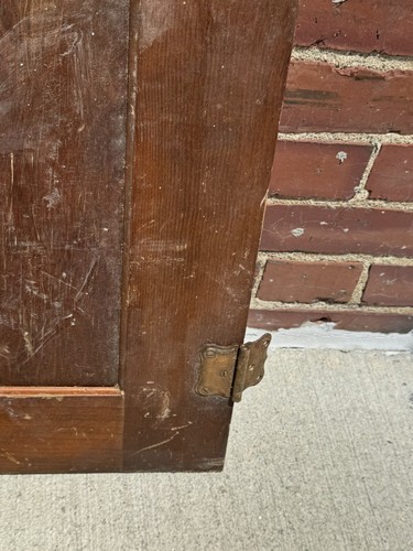 Pair Vintage Cabinet Doors, Hinges Attached & Working Latch, 24" x 17 7/8" - Picture 9 of 17