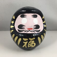 Japanese 3.5"H Black Daruma Doll Good Luck Fortune Safety NO EVIL Made in Japan