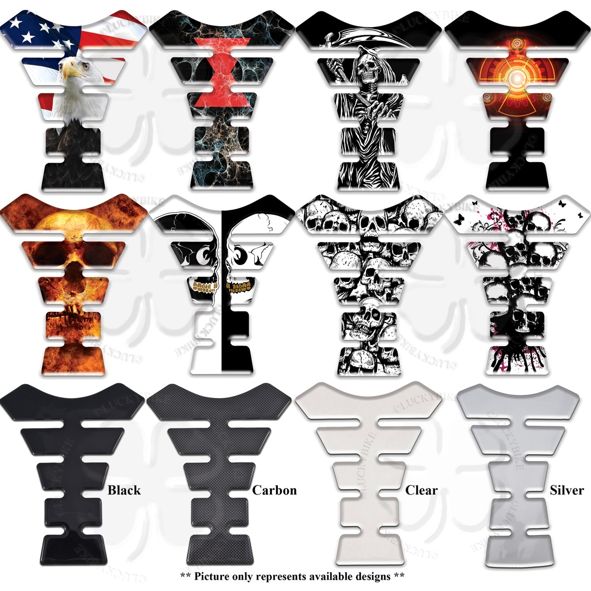 Segmented Gas Tank Pad Plain Universal Ninja ZX Sticker Protector