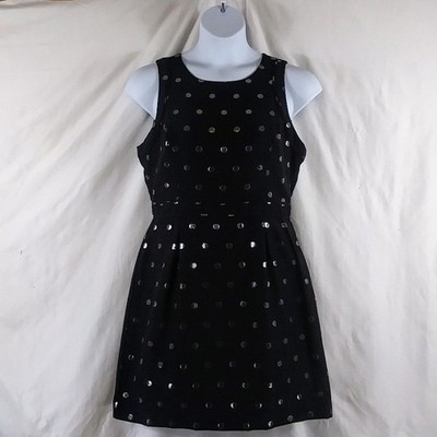 E.L.L.E. Women's Black Silver Polka Dot Sleeveless Cocktail Mini Dress Size 12