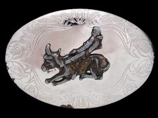 KE13105 VINTAGE 1970s WESTERN  RODEO COWBOY  BUCKING BULL BELT BUCKLE