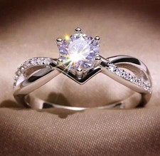 2 Karat runder Solit&auml;r-Simulationsdiamant-Verlobungsring aus 14 Karat Wei&szlig;gold
