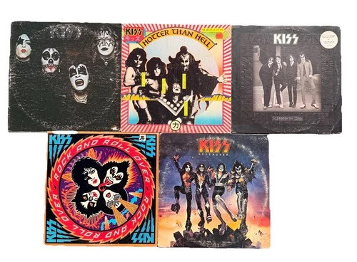 Classic Rock Vinyl Records Lot 5 KISS, Destroyer Hotter Than Hell Dressed Kill