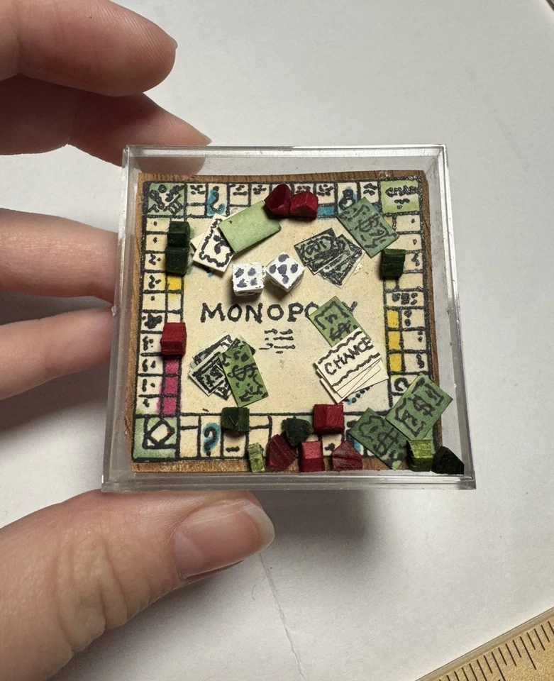 Vintage Miniature MONOPOLY Game Board for Dollhouse Handmade Extra Pieces Rare - Image 2 of 4