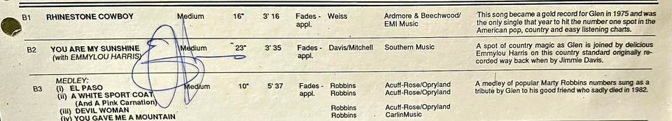 GLEN CAMPBELL Glen Campbell At Wembley *SIGNED BY EMMYLOU HARRIS* UK BBC LP 1986 - Image 3 of 4