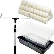 18 Inch Painting Roller Kit Pro Grade 10 PC Set Paint Tray and Liner, Rollers...