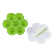 Acorn Baby Green Food Container Freezer Tray with Thin Lid and 2pk Spoons