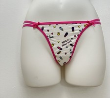 NEW PINK Victoria  s Secret CHILL PILL VTG Double String Thong Panties XS RARE