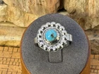 Vintage Native Navajo Sterling Silver Beaded Turquoise Ring sz 9.75--303.26