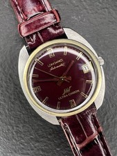 Longines Men's Watch Burgundy Ultra-Chron Automatic 14k Gold Cap