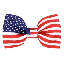 Men's American Flag Bow Tie Satin Silk Pre-tied Solid Stars Little Star Classic