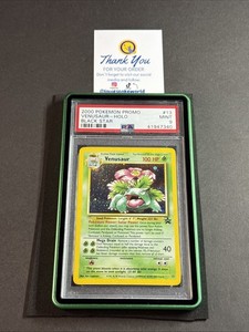 VENUSAUR 2000 POKEMON PROMO BLACK STAR #13 HOLO PSA MINT 9 Graded Card + Guard