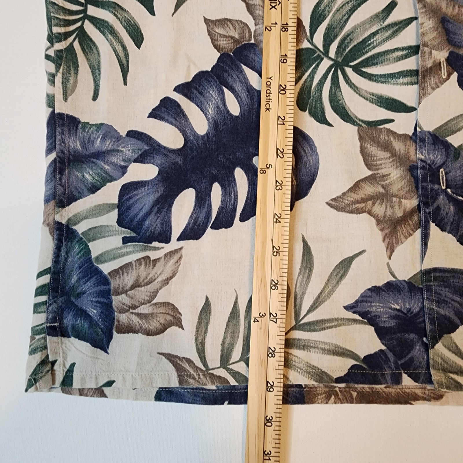 Ralph Lauren Chaps Men's Shirt Mens L Button Ivory Floral Pattern Linen Blend image 9