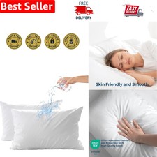 2-Pack Waterproof Queen Size Pillow Protectors with Zipper - Hypoallergenic ...