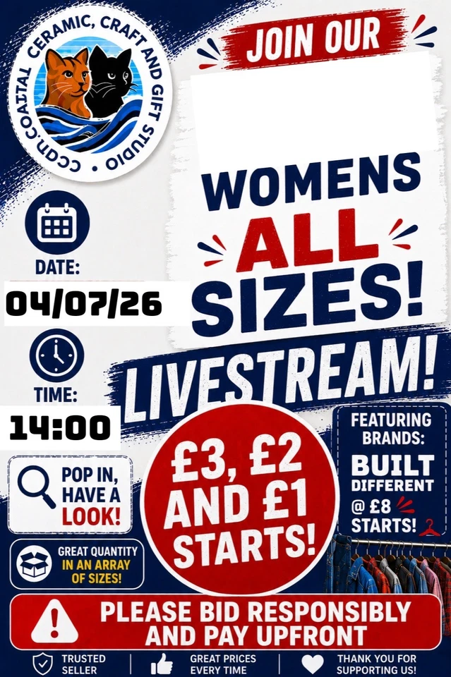 £1 STARTS* WOMENS CLOTHING LIVESTREAM (04/07/26)