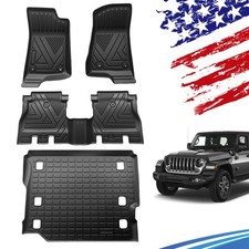3d Floor Mats Cargo Liner All Weather For Jeep Wrangler Jl 2018-2024 Unlimited