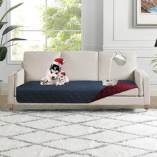 Waterproof Reversible Dog Bed Cover 30x70" Washable Geometric Mat Navy/Burgundy
