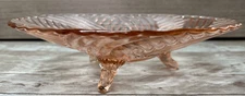 VTG Anchor Hocking Triple Footed Dish -Prismatic Swirl Pink Depression Glass 10"