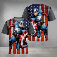 Image of Captain America Marvel Avengers Super Mens Hero Cosplay Comic T-Shirt Shirt Top