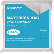 4 Mil Thick Plastic Mattress Bags for Moving Mattress Storage Bag Twin Size 2...