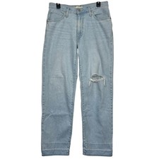 Levis 94 Baggy Jeans Size 29 Wide Leg Hi Rise Light Wash Distressed Blue Denim