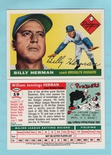 1955 Topps Baseball Reprint # 19 Billy Herman-- Brooklyn Dodgers -- Box 733