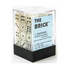 Koplow Opaque Dice Brick - d6 Marbleized White w/Black (36) NM