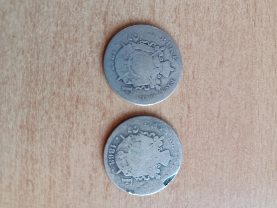2 Pièces De 2 Francs Napoléon En Argent Poids 18,87g - Photo 2/3