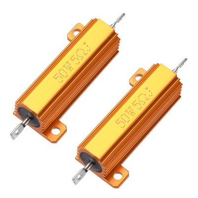 50W 5 Ohm 5% Aluminum Housing Wirewound Resistor Load Resistors Gold Tone 2pcs