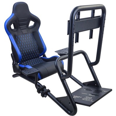 Sim Racing Komplett-Set Rohr 50mm Cockpit Sim Rig inkl. Sportsitz Schwarz Blau