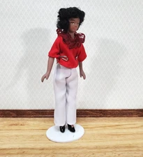 Dollhouse Modern Woman Black Brown Doll Mom Mother 1:12 Scale Miniatures