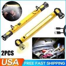 2× Under Hood Work Light Bar LED Magnetic Light with Hooks Cordless Rechargeable