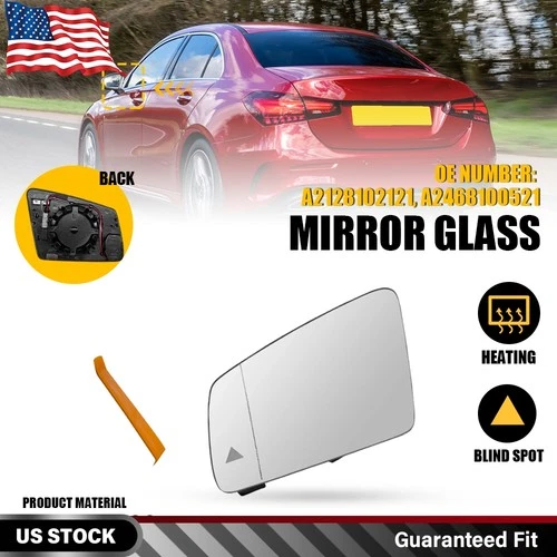 Left Driver Side Heated Mirror Glass with Blind Spot For Mercedes-Benz CLS GLA