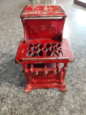 antique Royal toy cast iron miniature stove Dark Red Dollhouse Miniature
