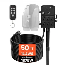 VEVOR Outdoor Power Stake,50FT Extension Cord,Outdoor Power Strip Weatherproof w