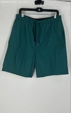Avenue Mens Green Flat Front Slash Pockets Drawstring Sleep Shorts Size Large