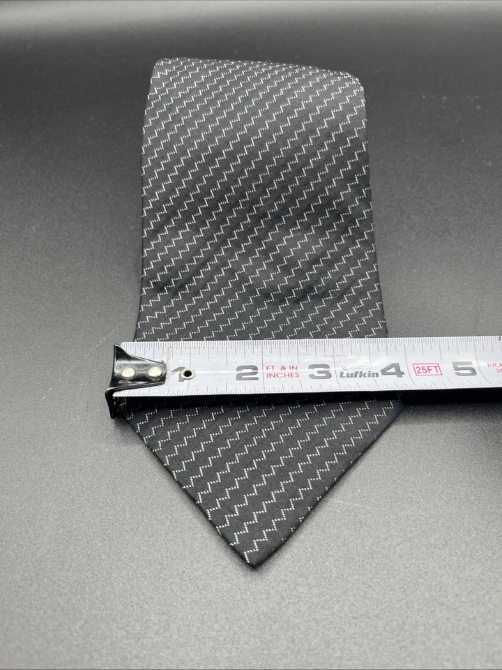 Claiborne Silk Tie Black And Silver  Geometric Men Necktie USA 58 x 3.75 - Image 2 of 4