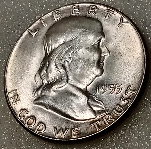 🟅 1955 AU 90% Silver Franklin Half Dollar 50¢