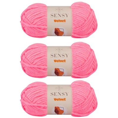 3 Skeins of Sensy Velvet Yarn for Crocheting, Baby Blanket Yarn, Chenille Yar...