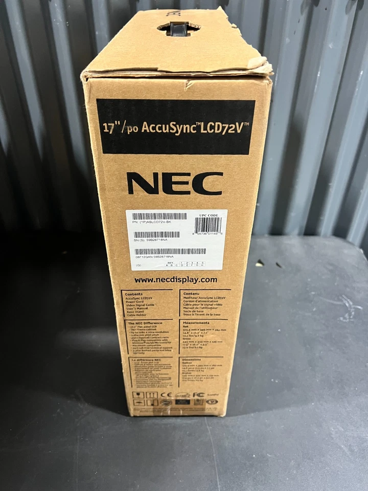 NEC LCD72V AccuSync 17" Retro Vintage LCD Computer Monitor Panel 1280x1024 - Image 2 of 2