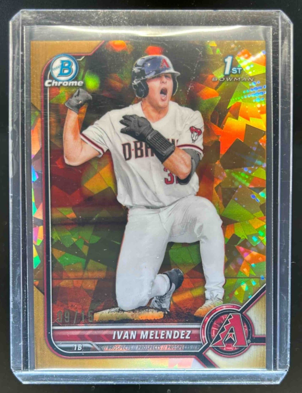 2022 Bowman Draft Sapphire Ivan Melendez Chrome Gold 1st Prospect #9/15