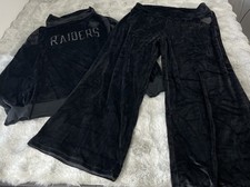 Raiders Velour Sweatsuit Tracksuit Black Velvet Set XXL Top XL Pants NFL