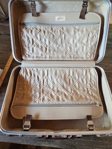1970's Skyway Luggage Tweed Combination Lock Wheeled Suitcase 21 x 14 X 7 Clean - Picture 4 of 21