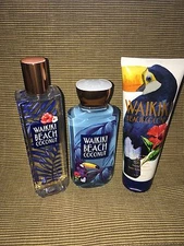 3 Bath & Body Works Waikiki Beach Coconut Fragrance Mist Shower Gel Body Cream 