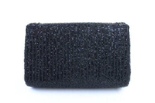 La Regale Black Beaded Sequin Embroidery Crossbody 2way Evening Bag Clutch 1m77 - Picture 7 of 12