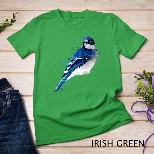 Watercolour blue jay bird artistic animal painting Premium Unisex T-shirt - Imagen 6 de 15