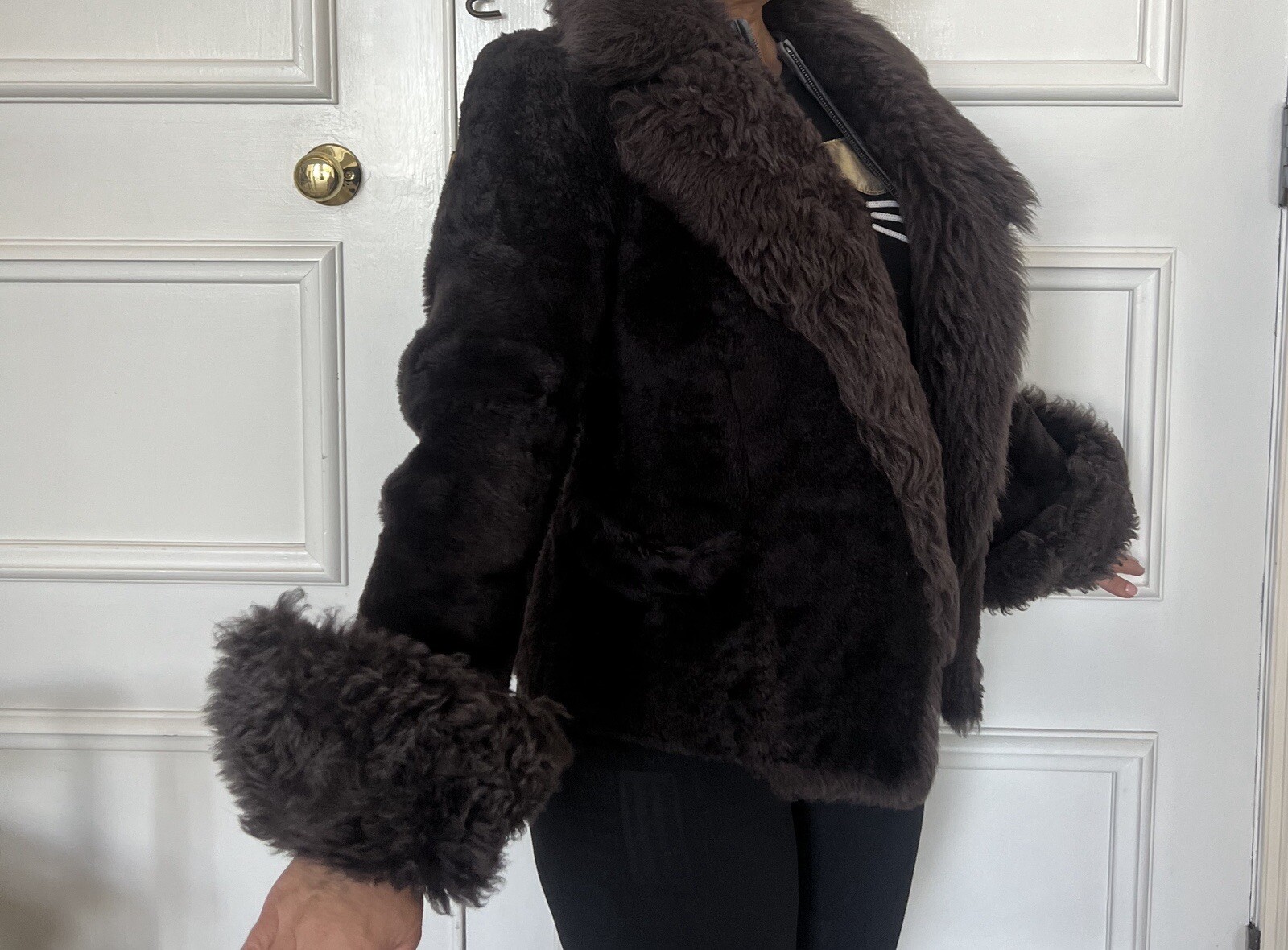 SAINT LAURENT YSL Shearling giacca stile militare taglia 42